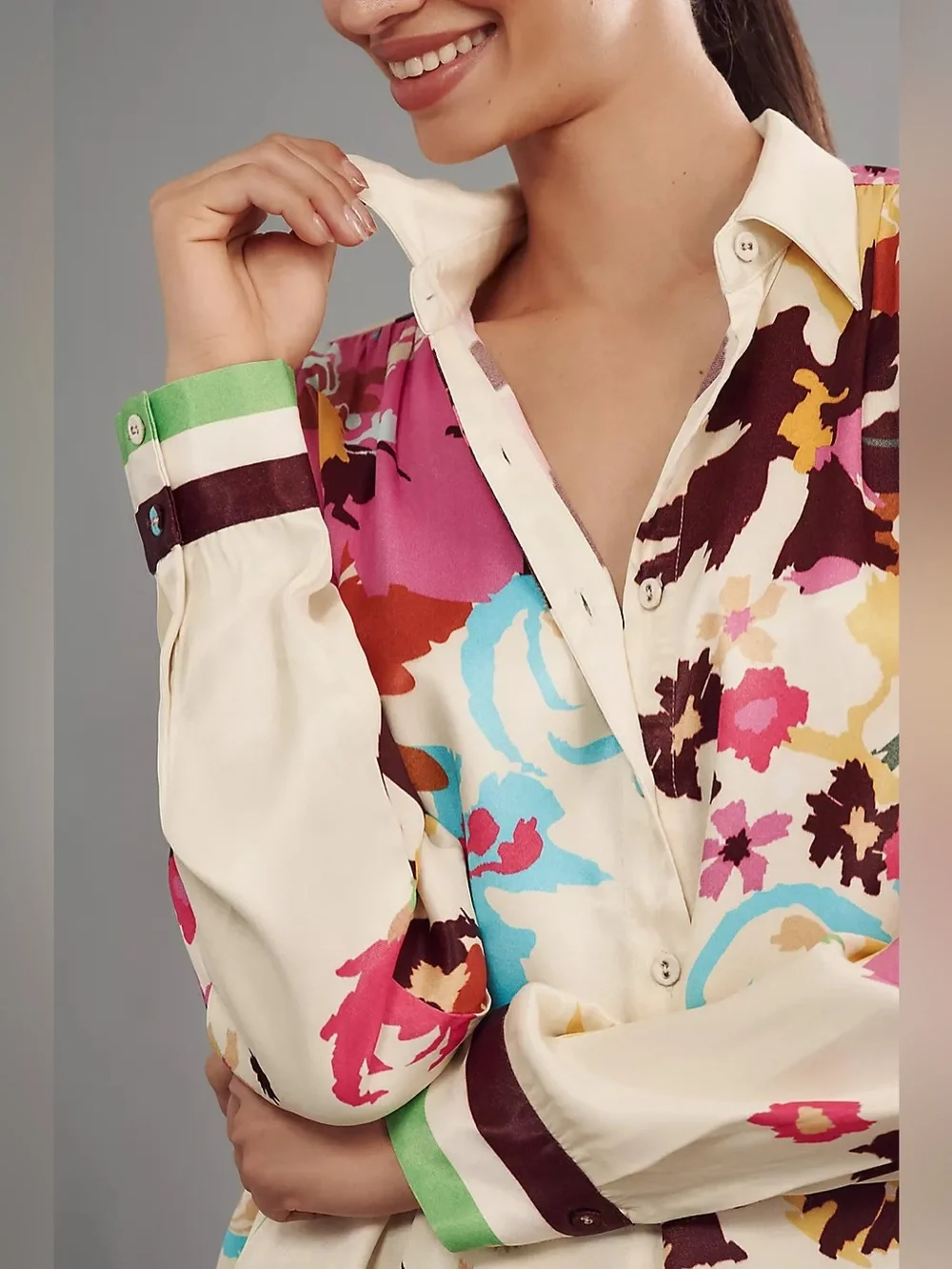 NWT Size XS - Conditions Apply Blooming Long-Sleeve Collared Blouse (US$ 118) - Picture 3 of 16